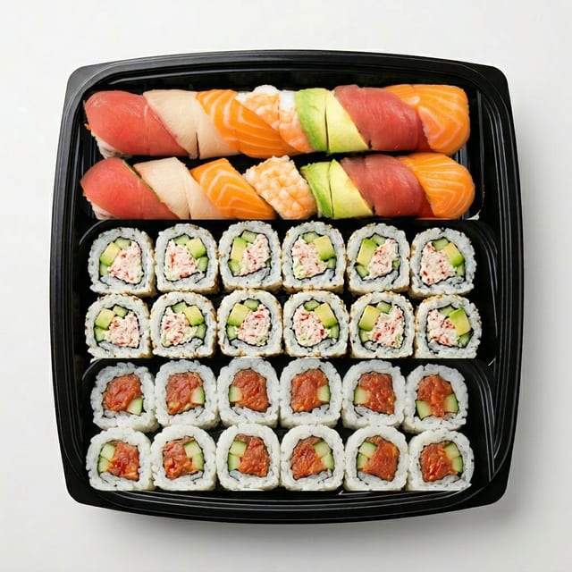 Rainbow(32) / Spicy Tuna(16) / California(16) (serves8).