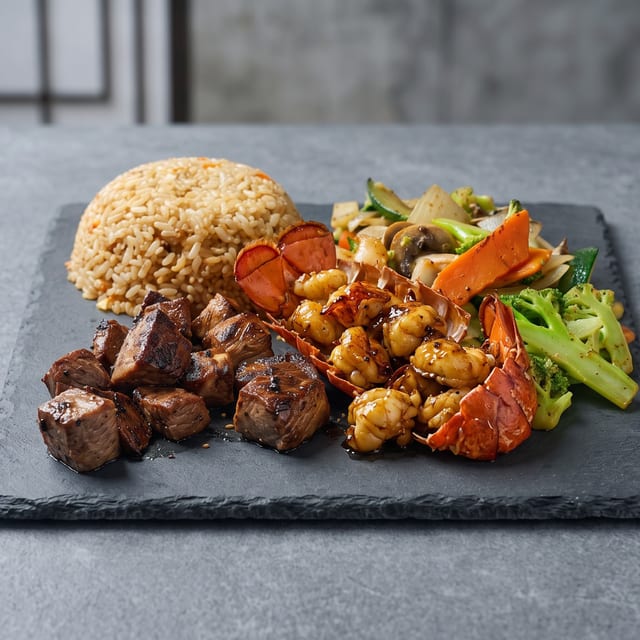Filet Mignon & Lobster Hibachi Combo.