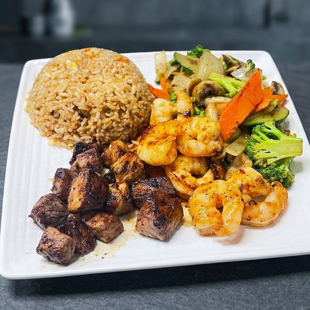 Filet Mignon & Shrimp Hibachi Combo.
