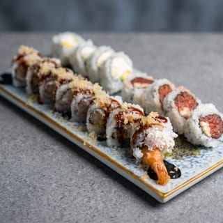 Shrimp tempura (32) / California(16) / Spicy Tuna(16) (serves8)
