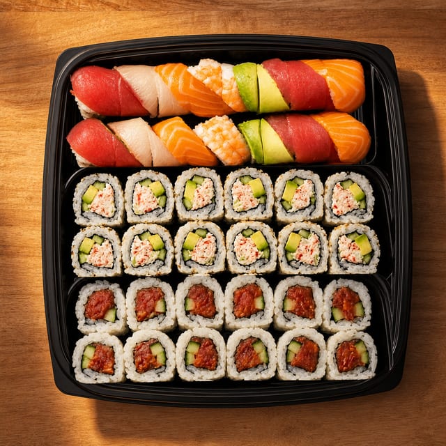 Rainbow(16) / Spicy Tuna(8) / California(8).