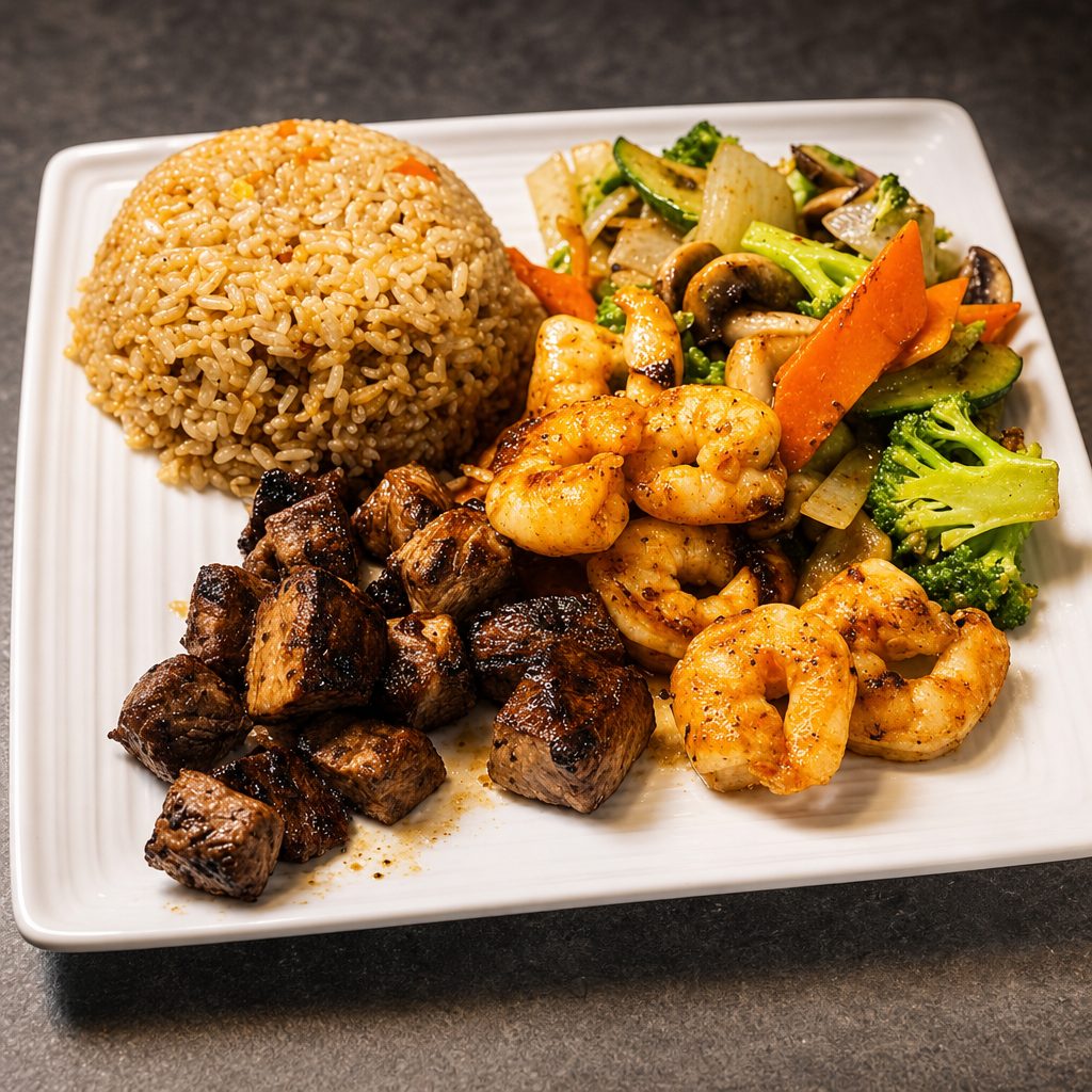 Filet Mignon & Shrimp Hibachi Combo.
